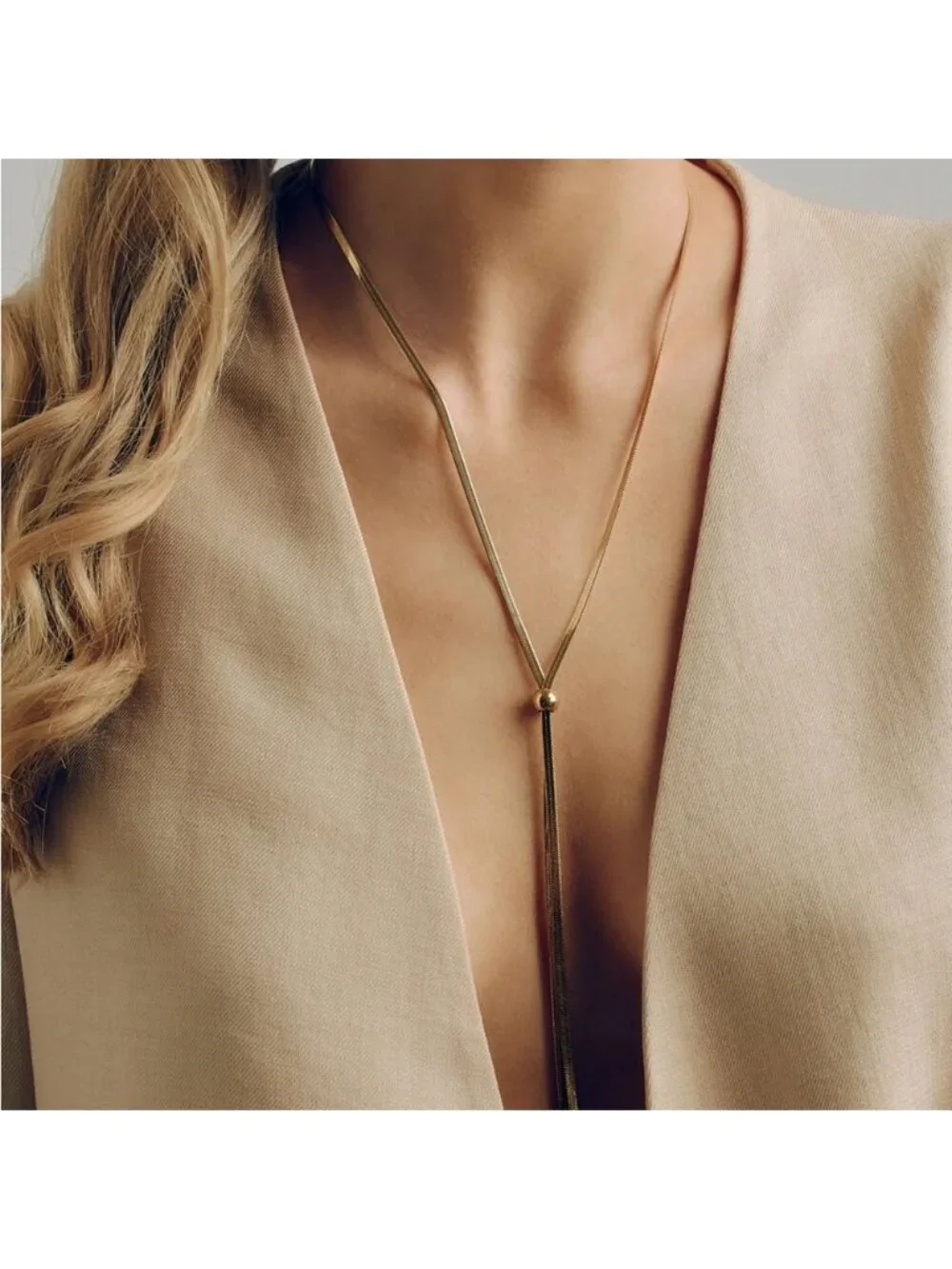 New! Gold 18K Gold Plated Lariat Adjustable Long Necklace NWOT (3041)